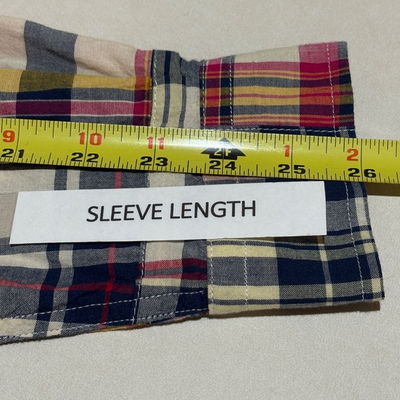 American Living Men Long sleeve Patchwork Button Down Shirt Sz M Plaid Madras - Picture 9 of 11